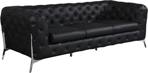 Miniatura 36 de Blackjack Furniture Modena - Moderno juego de sofá de 3 piezas de cuero italiano de grano superior, elegante diseño copetudo y patas de acero Beige