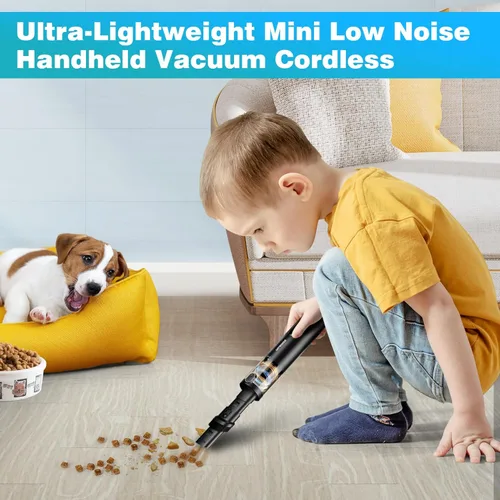 Miniatura 3 de Upbooz Aspiradora de mano inalámbrica con 14000 PA potente succión con luz LED, plumero de aire 2 en 1, aspiradora portátil recargable de bajo ruido