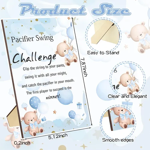 Miniatura 2 de Geelin Juego de 12 juegos de chupete con columpio para baby shower, juegos divertidos de revelación de género, incluye 1 letrero de madera y 12