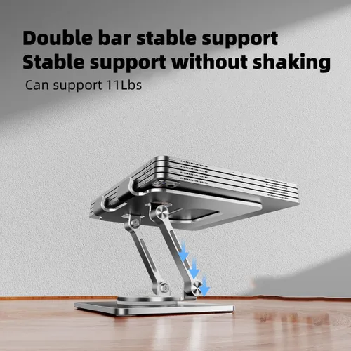 Miniatura 8 de Soporte para iPad, soporte para tableta con base giratoria gruesa de 360°, soporte de aluminio ajustable de doble varilla para todas las superficies