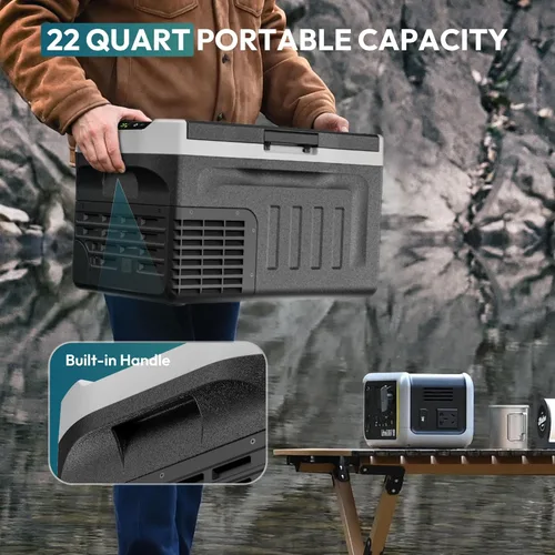 Miniatura 3 de EUHOMY Refrigerador de 12 voltios, enfriador de 22 cuartos (21 L) 12 V, enfriador eléctrico de compresor -4 ℉ ~ 68 ℉, refrigerador de 12 V 12/24 V