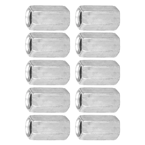 Miniatura 5 de Tuercas largas para montaje mecánico – 10 tuercas de acoplamiento hexagonales M8x20, tuercas de manga roscada, tuercas de varilla hexagonales