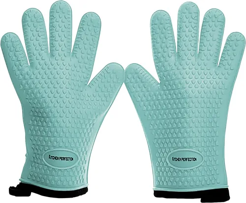 Miniatura 10 de KITCHEN PERFECTION Guantes de silicona para horno ahumador -Guantes de barbacoa extremadamente resistentes al calor-maneja la comida caliente