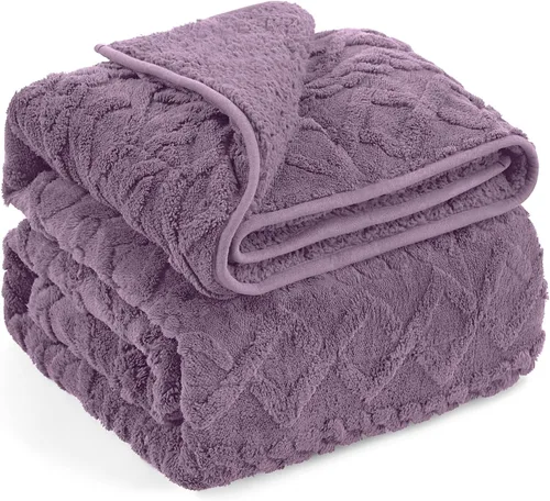 Miniatura 9 de Wemore Manta con peso de forro polar Sherpa para adulto, 10 libras de doble cara, acogedora y esponjosa, manta ultra mullida con parte superior