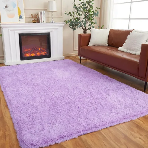 Miniatura 15 de AMTOVO - Alfombras de pelo largo para sala de estar, alfombra de 8 x 10 pies, alfombra grande y esponjosa negra, alfombra de pelo suave para Negro