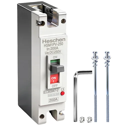 Miniatura 12 de Heschen 63A DC250V, disyuntor de caja moldeada CC MCCB, 1 polos, HSM1PV-125, disyuntor fotovoltaico, para sistema solar fotovoltaico sistema de red