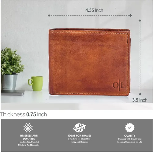 Miniatura 5 de Carteras RFID delgadas para hombres - Cartera de bolsillo frontal de piel genuina