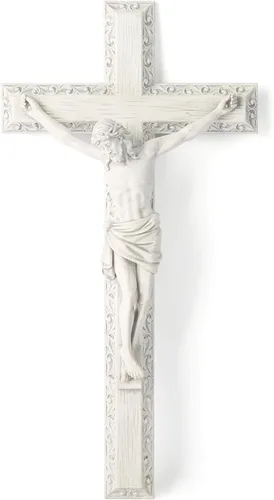 Miniatura 9 de Crucifijo católico BC de pared, cruz de Jesucristo, regalo religioso devoto, aspecto tallado en madera, 12 pulgadas de alto, pintado a mano por