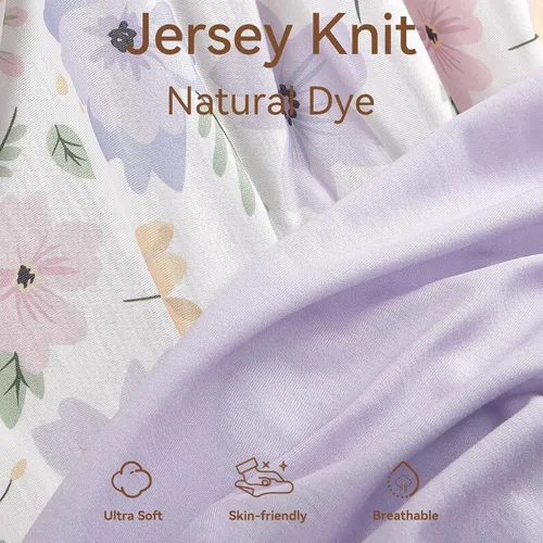 Miniatura 2 de TILLYOU Juego de funda para cambiador de niña en material de jersey suave, se adapta a almohadillas contorneadas de 32 pulgadas/34 x 16 pulgadas