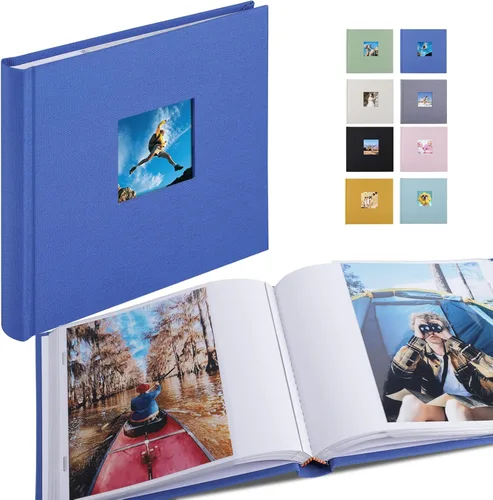 Miniatura 21 de Álbum de fotos pequeño 5x7 con capacidad para 50 fotos verticales con bolsillos de notas adhesivas, mini álbum de fotos con tapa de lino 5x7 con Gris