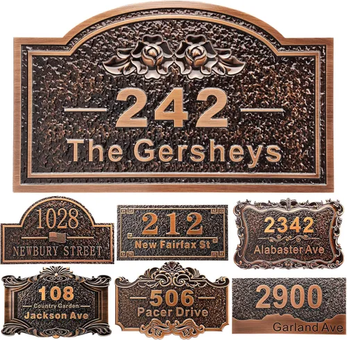 Miniatura 17 de Placa personalizada de dirección de casa de 12 pulgadas, números fundidos para exteriores, placa de señal de dirección personalizada con nombre