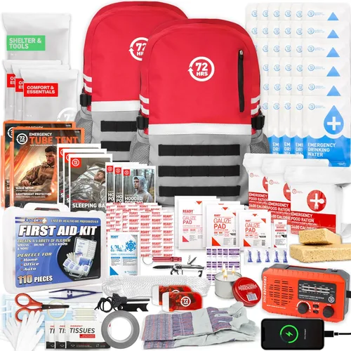 72 HRS Kit de supervivencia de emergencia de lujo, kit de supervivencia de 72 horas para terremotos, huracanes, tsunamis, invierno, apagón, incluye