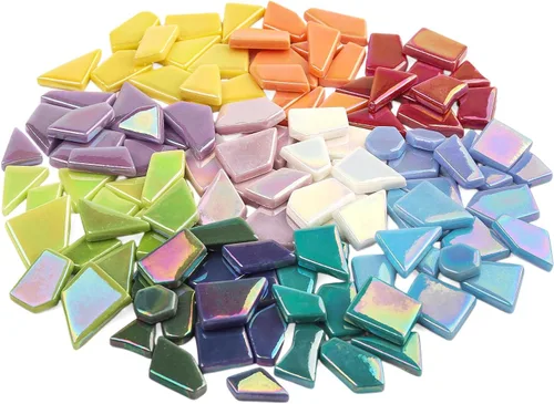 Youway Style Azulejos de Mosaico de Vidrio Iridiscente para Manualidades a Granel, 200g Piezas de Vidrio de Mosaico Roto para Manualidades de