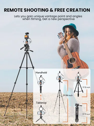 Miniatura 2 de USKEYVISION Kit de inicio de vlogging para iPhone y Youtuber, equipo de creación de contenido para iPhone 16/15Pro Max con trípode extensible