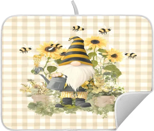 Miniatura 42 de Tapete de secado de platos de hojas de otoño y girasol, almohadilla absorbente de secado rápido, protector para encimera de cocina, 16 x 18 pulgadas