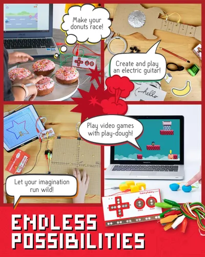 Miniatura 4 de Kit STEM Makey Makey de Joylabz, Kits Científicos Educativos, Miles de Actividades de Ingeniería y Programación de Computadoras, Diversión Práctica