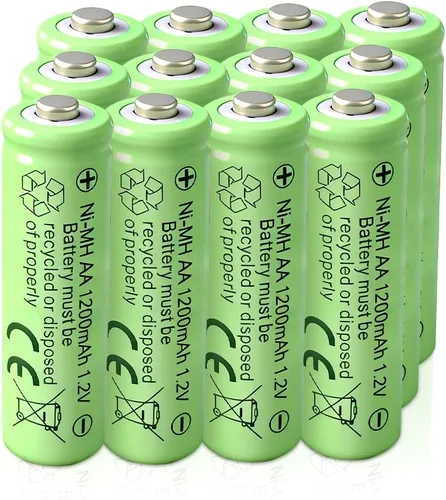 Baterías AA recargables de 1.2 V Ni-MH 1200 mAh doble A batería para luces solares de jardín al aire libre (8, miliamperios horas, 1200)