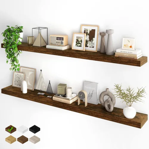 Miniatura 58 de Fun Memories Estantes flotantes para pared, estantes flotantes de 48 pulgadas de largo, juego de 1, estante colgante con soportes invisibles