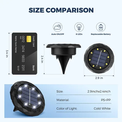 Miniatura 3 de SOLPEX Mini Luces Solares de Suelo, Juego de 12 Luces Solares para Exterior Impermeables, Iluminación de Paisaje para Camino de Jardín, Entrada