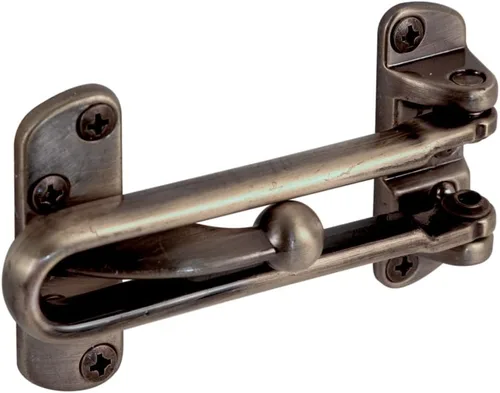 Prime-Line U 9899 - Cerradura de barra oscilante para puertas batientes que se abren hacia adentro, cerradura de seguridad secundaria para puerta y