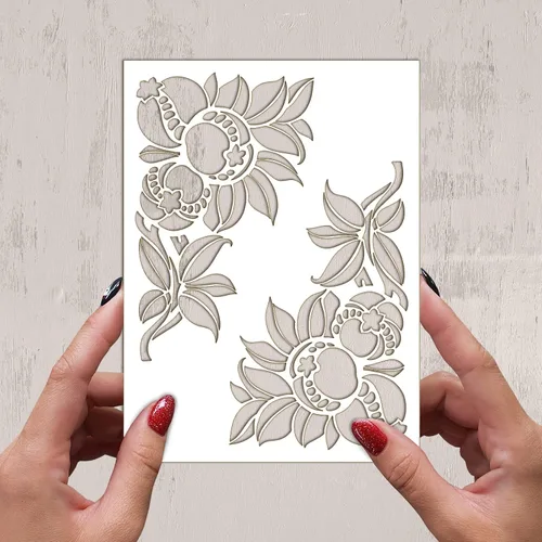 Miniatura 2 de Plantilla decorativa FLONZ de 6 x 8 pulgadas, diseño de flores art déco, para pintar en pared, álbumes de recortes y decoración de tartas