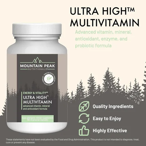 Miniatura 2 de Mountain Peak Nutritionals Multivitamínico ultra alto para hombres y mujeres, con vitaminas A, B12, B6, C, D, E, magnesio, zinc, ácido fólico