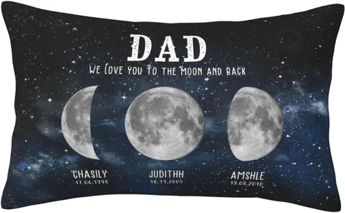 Miniatura 15 de Custom The Day You Became Our Mom Pillow Cover, Personalized Family Birth Moon Phase Pillowcases with Name Birthdate Gift for Mom Dad Father's Day