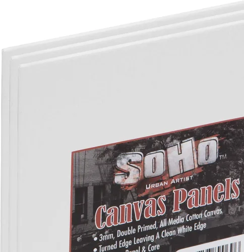 Miniatura 2 de SoHo - Paneles de lona de algodón para artistas, 8 x 8 pulgadas, paquete de 3 paneles de algodón doble imprimado sin ácidos, lienzos unidos