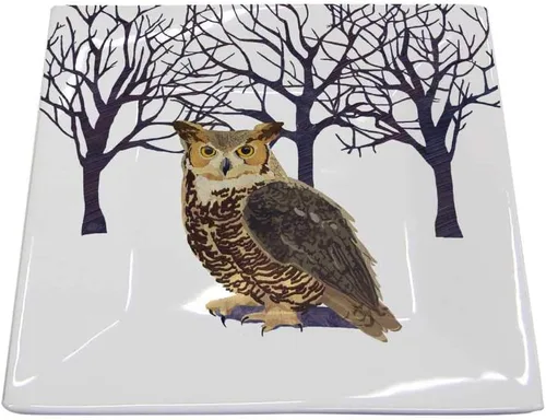 Miniatura 2 de Paperproducts Design Patti Gay/Two Can Art - Plato decorativo de porcelana de hueso, plato cuadrado para postre, ensalada, servir, 5.75 x 5.75 Monty