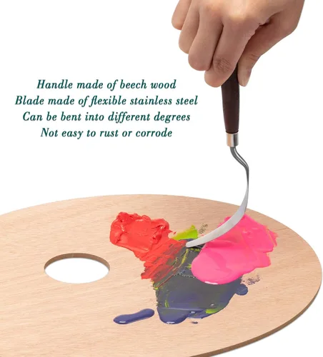 Miniatura 3 de Honoson Juego de cuchillos de pintura de 7 piezas, espátula, espátula, cuchillo de acero inoxidable, raspador de dibujo, accesorios de pintura al