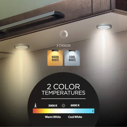 Miniatura 4 de EShine Luces de disco para debajo del gabinete con sensor de onda manual, luces LED circulares para gabinete, regulables, paquete de 12, blanco frío