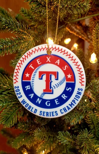 Miniatura 2 de Adorno navideño de cerámica de Texas, campeones de la Serie Mundial 2023, listo para enviar