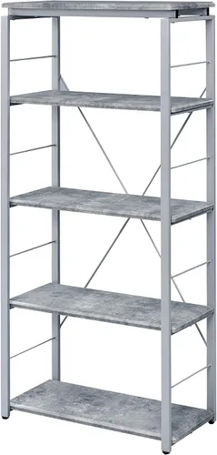 Miniatura 5 de Acme Jurgen - Estantería rectangular de 5 niveles de madera, color gris y plateado