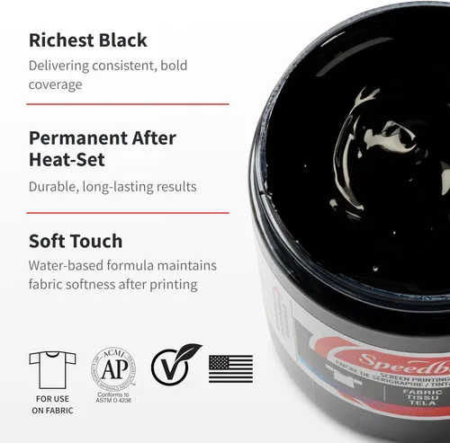 Miniatura 4 de Speedball Tinta de impresión de pantalla de tela, 8 onzas, color negro para impresión de camisetas y serigrafía