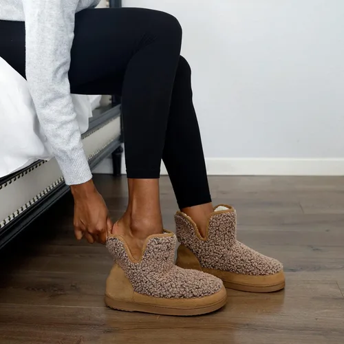 Miniatura 6 de RockDove - Pantuflas estilo botín de forro polar con espuma viscoelástica y suela de goma para mujer