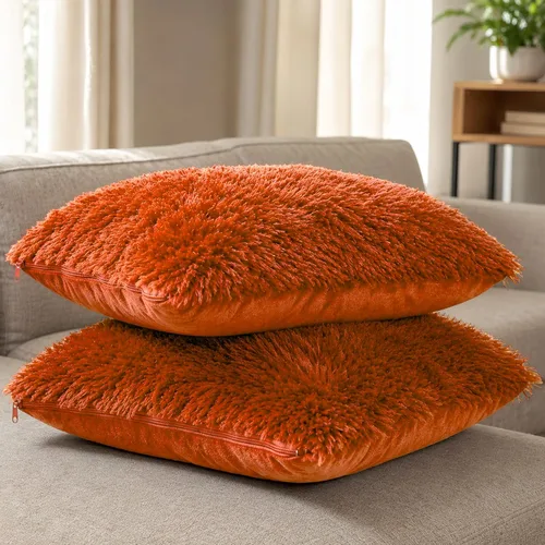 Miniatura 19 de Cheer Collection Almohadas Decorativas para Sofá y Cama, Almohadas Decorativas Suaves de Pelo Largo con Rellenos Incluidos, Acogedoras Almohadas