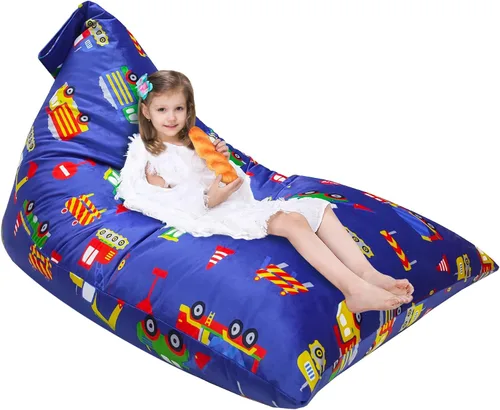 Miniatura 11 de Jorbest Puf de almacenamiento de animales de peluche para niños y adultos, puf de animales de peluche, asiento de lona de alta calidad, solo funda