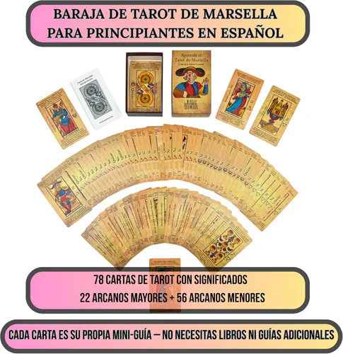 Miniatura 4 de Witchy Cauldron Baraja de tarot de Marsella para principiantes con significados en ellos, 78 cartas Tarot de Marsella, cartas ilustradas
