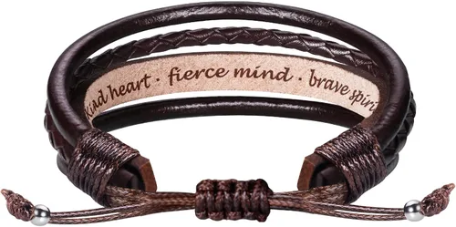 Miniatura 53 de Regalos del día del padre para papá, marido, pulsera de cuero para hombres, él, novio, hijo, ajustable, marrón, pulsera de cuero para hombre