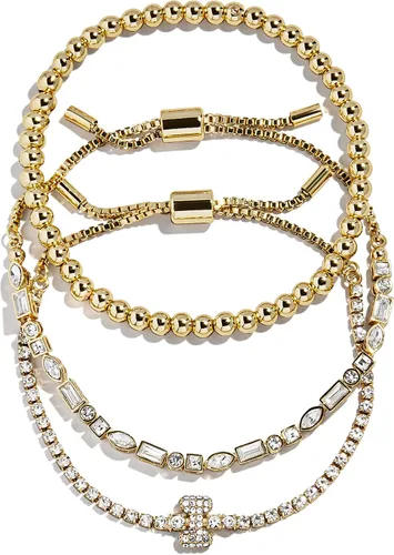Miniatura 28 de BaubleBar Juego de pulsera Pisa para mujer, tres pulseras de cuentas chapadas en oro, joyería de moda, regalo de moda