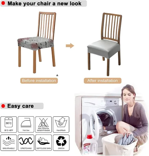Miniatura 5 de NILUOH Fundas impermeables para sillas de comedor, juego de 4, fundas de asiento de cuero PU para sillas de comedor, fundas de silla extraíbles