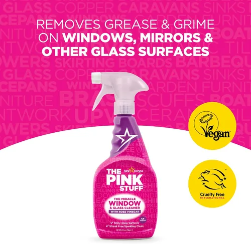 Miniatura 2 de Stardrops - The Pink Stuff - The Miracle Window & Glass Cleaner con vinagre de rosa, paquete de 3 unidades (3 limpiadores de ventanas y vidrios)