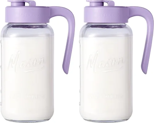 Miniatura 15 de Jarra Mason con Tapa - Jarra de Vidrio Hermética y a Prueba de Fugas con Tapa, Perfecta para Leche Materna, Infusión en Frío y Té de Sol, 2 Quart