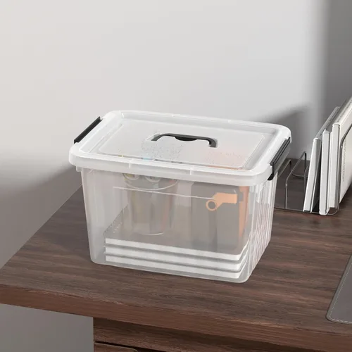 Miniatura 6 de Sadstory - Contenedores de plástico transparente de 12 cuartos de galón con asa, 6 paquetes Contenedor apilable con tapa para organización