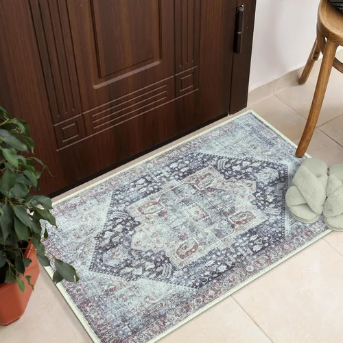 Miniatura 78 de GLN Rugs Bohemian Collection - Alfombra de felpilla lavable a máquina, bohemio vintage, antideslizante, alfombra de felpilla de pelo bajo, alfombra