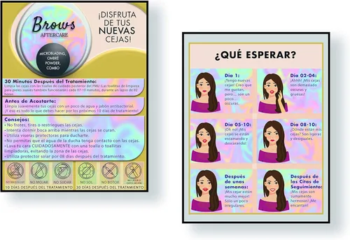 Miniatura 2 de 50 Pcs Instrucciones De post Cuidados De Las Cejas Permanentes - Versión Española Microblading Tarjetas de Instrucciones de Cuidado Posterior 4.25x