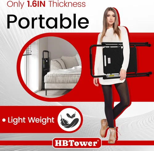 Miniatura 5 de HBTower Escalera de escalones. Taburete plegable con escalón ancho antideslizante, escalera de acero resistente, con un práctico pasamanos, ligera