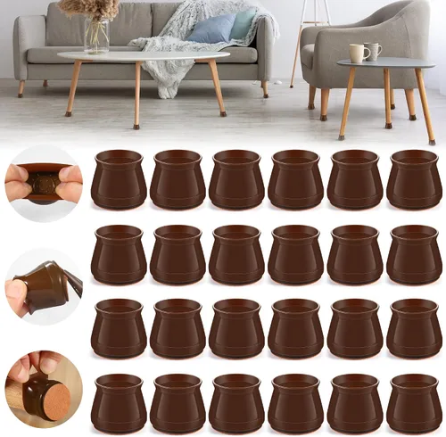 Miniatura 12 de 24 piezas de protectores de piso de silicona extra pequeños para patas de silla para pisos de madera dura, fundas engrosadas de goma para patas