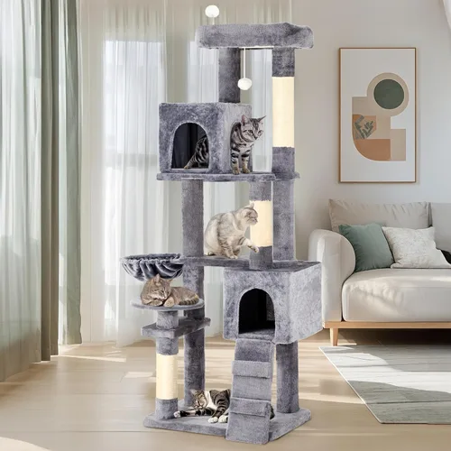 Miniatura 13 de YITAHOME Árbol para gatos de varios niveles de 44 pulgadas para gatitos de interior, muebles para gatos con postes para rascar, perca de felpa
