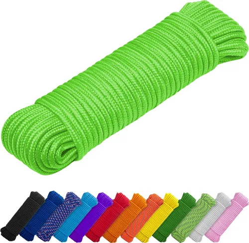 Miniatura 27 de TECEUM Cuerda – 90 pies x 1/4 pulgada (7mm) – Verde Ejército – Cuerda Utilitaria Versátil y Resistente – Acampada, Artesanía, Asta de Bandera